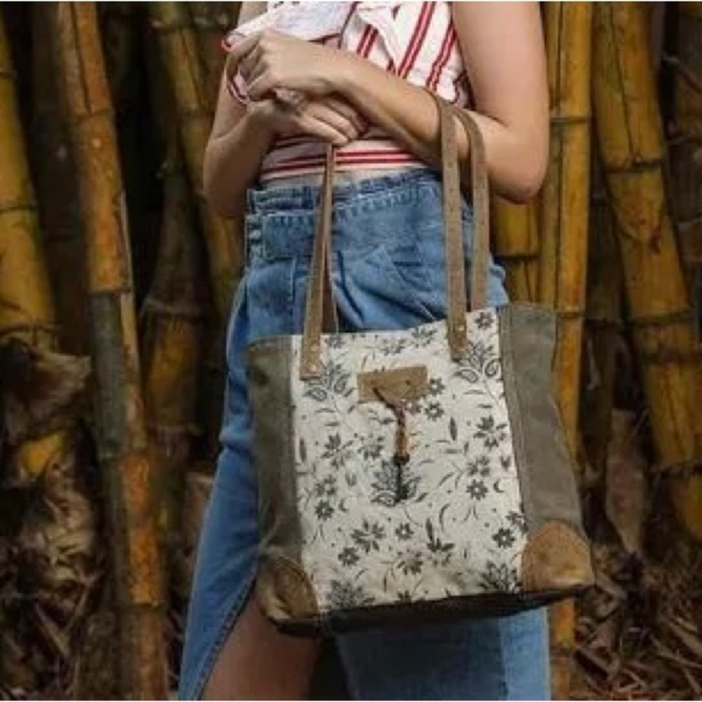 Myra Bag Unique Key upcycled canvas purse /NWT